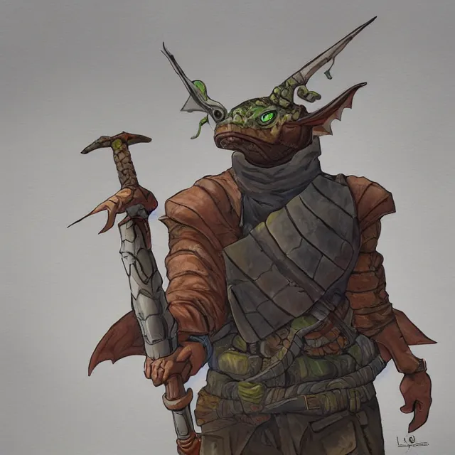 Prompt: a oil / watercolor painting full body character portrait of a world - weary male half - dragon turtle brigand. he has an angular build. in the style of moebius in the style of leonard boyarsky trending on artstation deviantart pinterest detailed photorealistic highlights and shadow hd 8 k post - processing high resolution