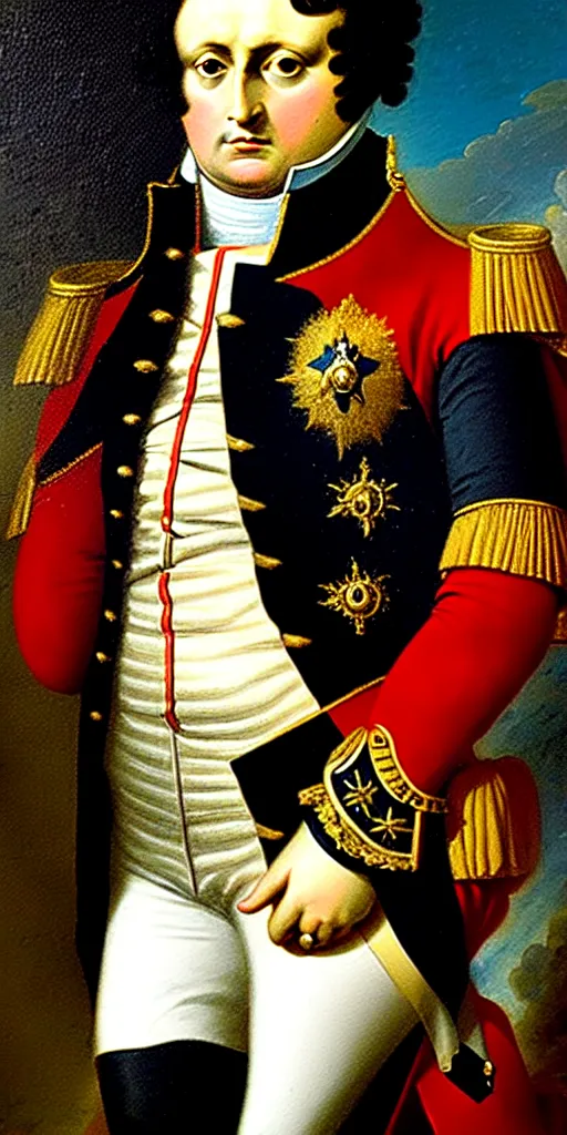 Image similar to portrait painting of napoleon, also napoleon bonaparte, and later known by his regnal name napoleon i, was a french military and political leader who rose to prominence during the french revolution and led several successful campaigns during the revolutionary wars.