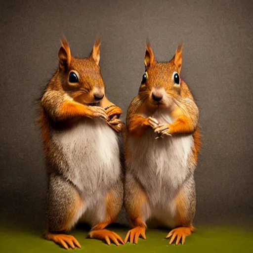 Image similar to studio photograph of squirrels from alternate universes, animal photography, cute, aww