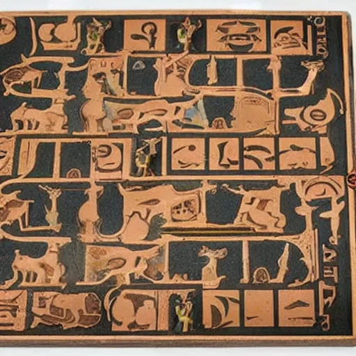 Image similar to ancient board game pieces & tokens recovered from a sumerian archaeological site, auctioned at christie's