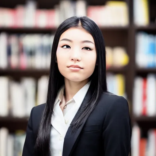 Prompt: portrait photo of a beautiful and elegant young Japanese girl with straight and long black hair wearing a uniform sitting in a calm classroom. Head shot. Sigma 85mm f/1.4.