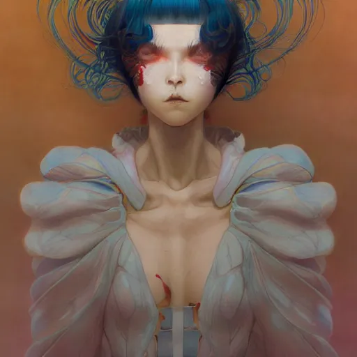 Image similar to prompt : panteon character portrait soft light painted by james jean and katsuhiro otomo and erik jones, inspired by evangeleon anime, smooth face feature, intricate oil painting, high detail illustration, sharp high detail, manga and anime 1 9 9 9