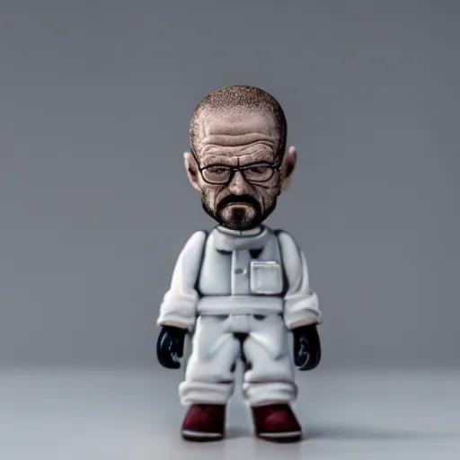 Image similar to macro photo of a miniature walter white figure, canon 8 0 d, canon 1 0 0 mm f / 2. 8, 4 k,