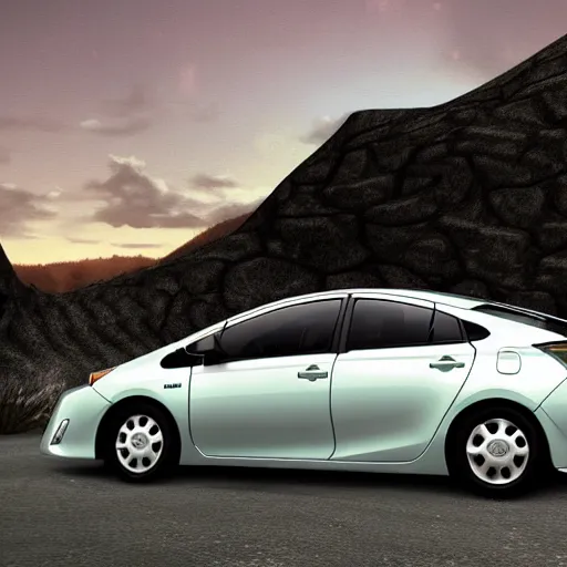 Prompt: 2008 Toyota prius in skyrim