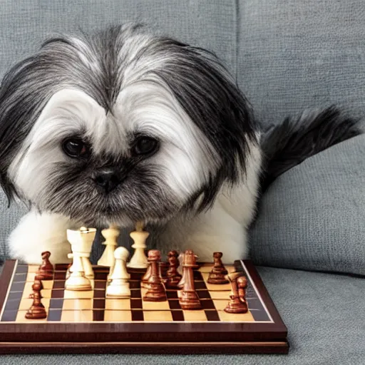 Image similar to shi tzu playing chess