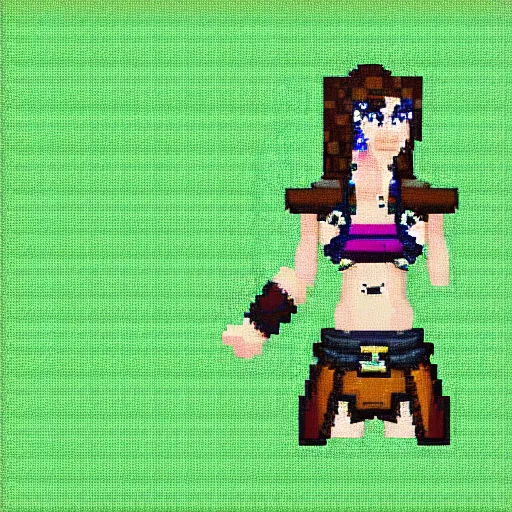 Image similar to pixel art video game sprite of a female adventurer