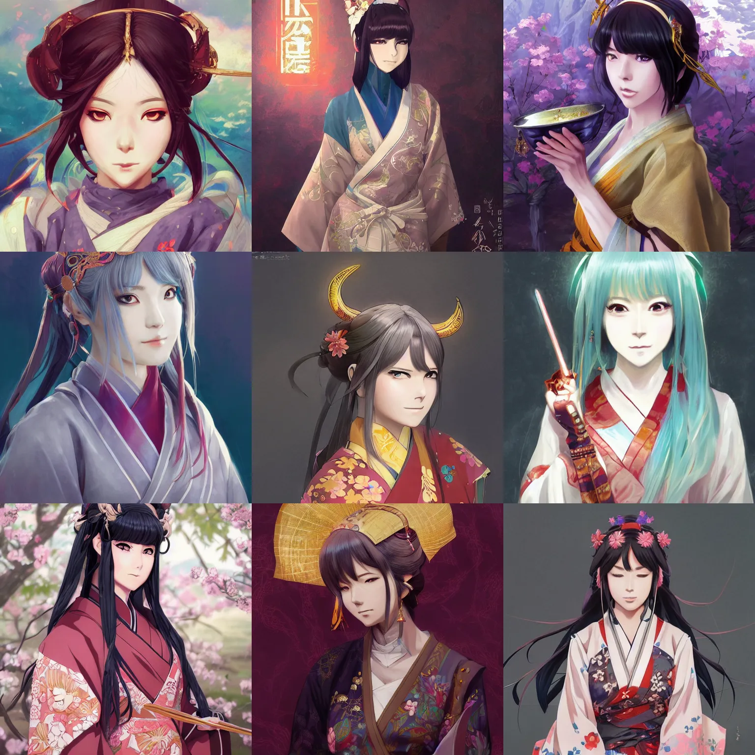 Prompt: An anime portrait of Ssunbiki as a beautiful woman wearing a kimono from Skyrim, by Stanley Artgerm Lau, WLOP, Rossdraws, James Jean, Andrei Riabovitchev, Marc Simonetti, and Sakimichan, trending on artstation