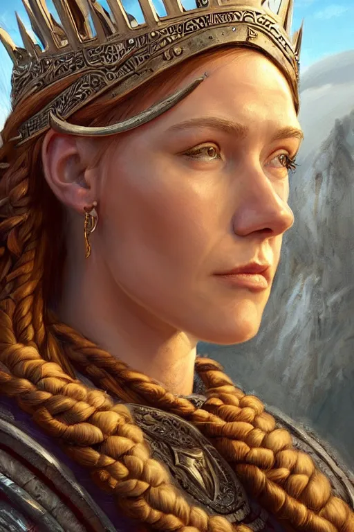 Prompt: Portrait of a Viking queen, wide angle, super highly detailed, professional digital painting, artstation, concept art, smooth, sharp focus, no blur, no dof, extreme illustration, Unreal Engine 5, Photorealism, HD quality, 8k resolution, cinema 4d, 3D, beautiful, cinematic, art by artgerm and greg rutkowski and alphonse mucha and loish and WLOP