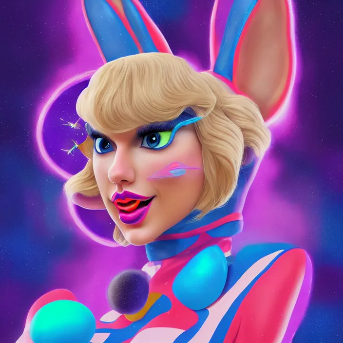 Image similar to portrait of Taylor Swift as Lola Bunny in Space Jam. HD, 4K. intricate abstract. intricate artwork. by Tooth Wu, wlop, beeple, dan mumford. octane render, trending on artstation, greg rutkowski very coherent symmetrical artwork. cinematic, hyper realism, high detail, octane render, 8k, iridescent accents