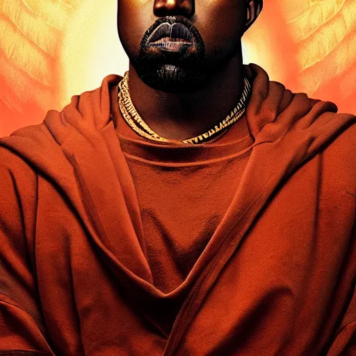 Prompt: majestic gracious archangel kanye west portrait, atmospheric lighting, painted, menacing, intricate, volumetric lighting, beautiful, rich deep colours masterpiece, golden hour, sharp focus, ultra detailed, by leesha hannigan, ross tran, thierry doizon, kai carpenter, ignacio fernandez rios