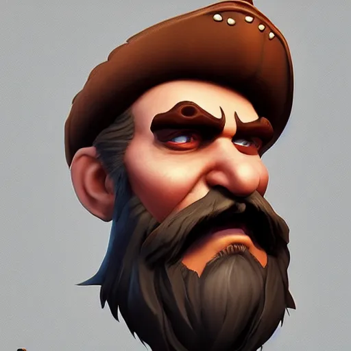 Prompt: portrait of an old pirate captain, big brown beard, strong chin, eyepatch, mattepainting concept blizzard pixar maya engine on stylized background splash comics global illumination lighting artstation lois van baarle, ilya kuvshinov, rossdraws