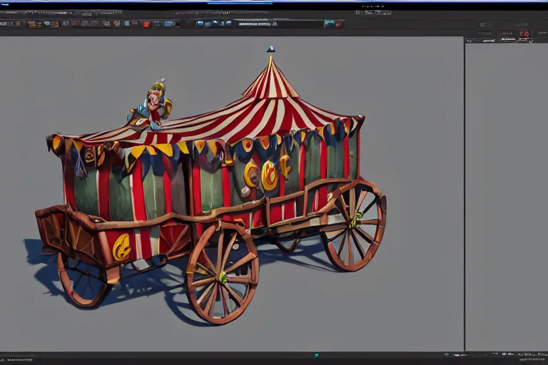 Image similar to 3d sculpt of a circus wagon with blank sides, artstaton, League of Legends, digital illustration