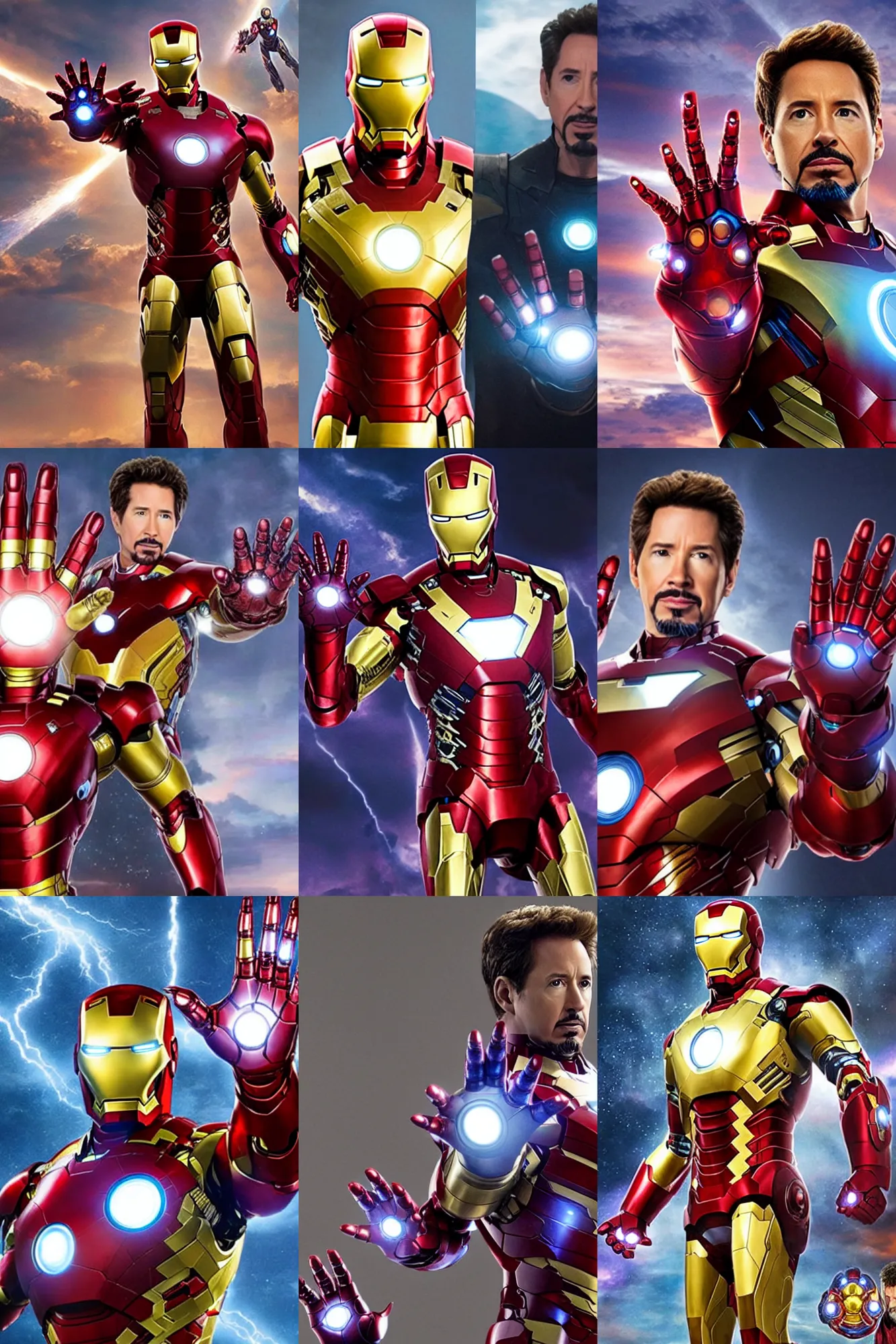 Prompt: joel osteen as iron man with infinity gauntlet, still from avengers endgame