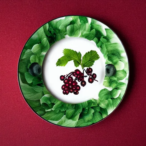 Image similar to a man eats black currants in a plate, hyper realistic, hyper detailed, cfg _ scale 1 2