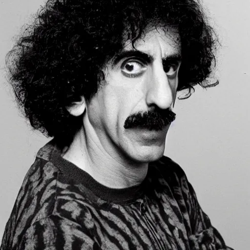Prompt: Frank Zappa with an afro, flipping the bird