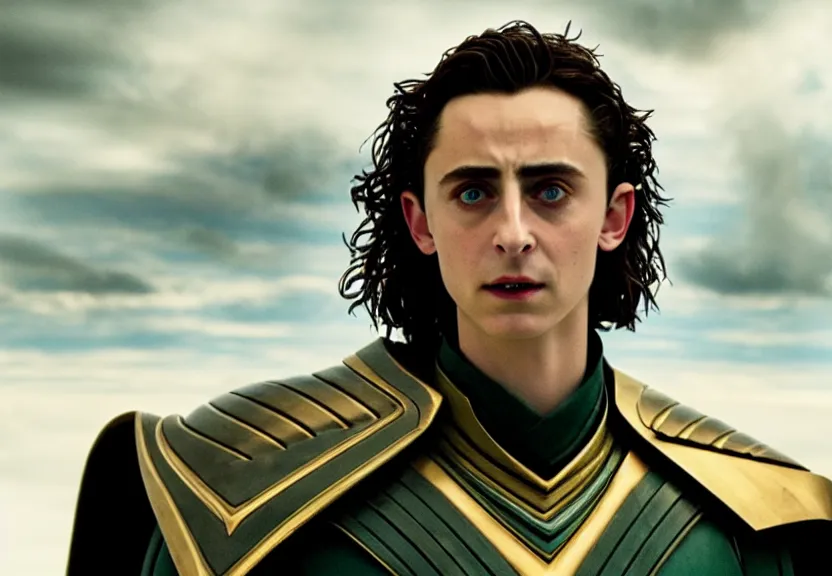 Image similar to timothée chalamet as loki in dune, cinematic