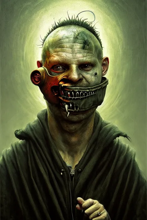 Image similar to hieronymus bosch, greg rutkowski, anna podedworna, painting of corey taylor in his mask