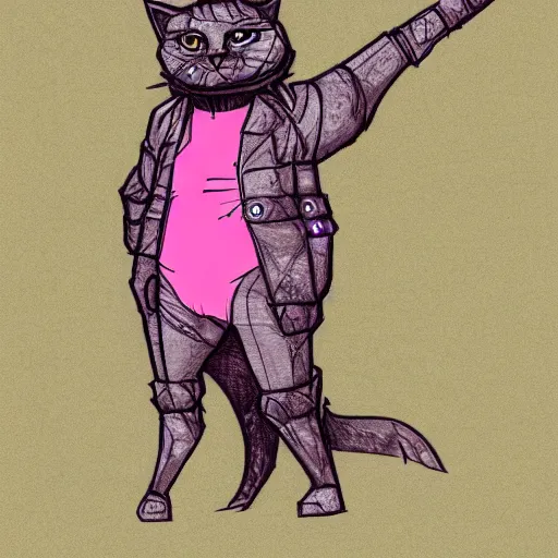 Image similar to cyberpunk cat in suit sketch side view full body - s 2 7 6 0 0 0 3 1 5 9