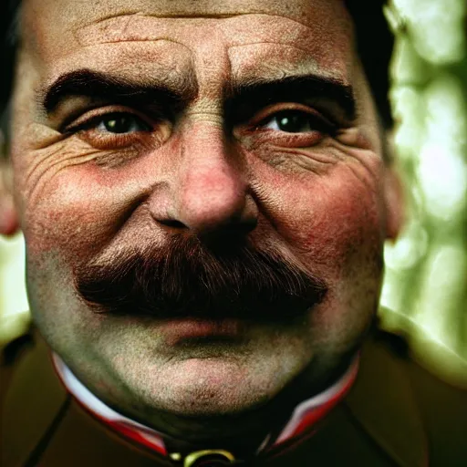 Image similar to closeup portrait, josef stalin as shrek in a foggy swamp, natural light, sharp, detailed face, magazine, press, photo, steve mccurry, david lazar, canon, nikon, focus