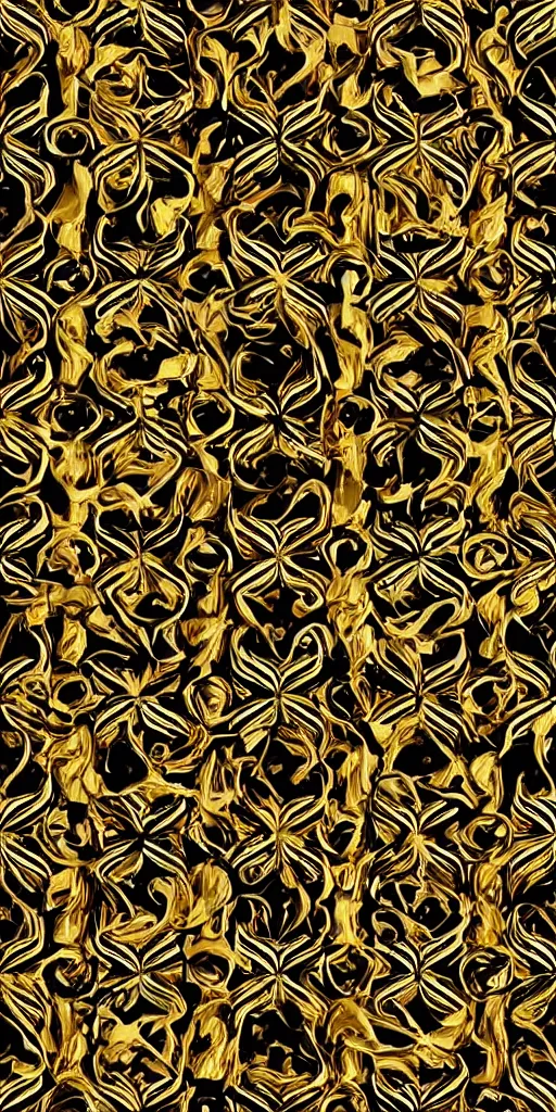 Image similar to https://media.discordapp.net/attachments/1005627368985067550/1006622841485148290/seamless_3D_baroque_gold_pattern_Beautiful_dynamic_shadows__gold_and_pearls_symmetrical_rococo_elements_damask_Artstation_ve_-H_1024_-C_12.0_-n_9_-i_-s_150_-S_3168135737_ts-1660067986_idx-7.png seamless 3D baroque gold pattern, Beautiful dynamic shadows , gold and pearls, symmetrical, rococo elements, damask, Artstation, versace pattern, supersharp, no blur, sharp focus, insanely detailed and intricate, Octane render,8K