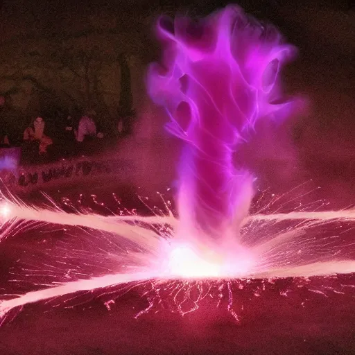 Prompt: of an amazing magical purple flame tornado