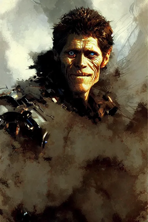 Image similar to willem dafoe portrait dnd, painting by gaston bussiere, craig mullins, greg rutkowski, yoji shinkawa