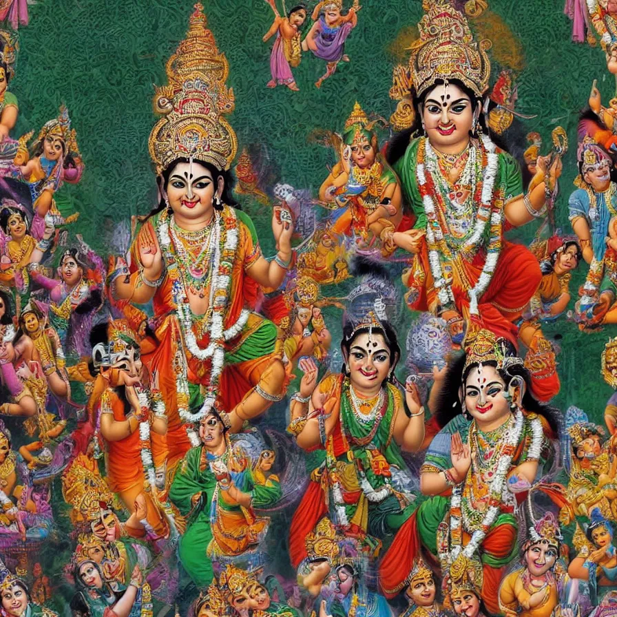 Prompt: the smiling face of hindu deities