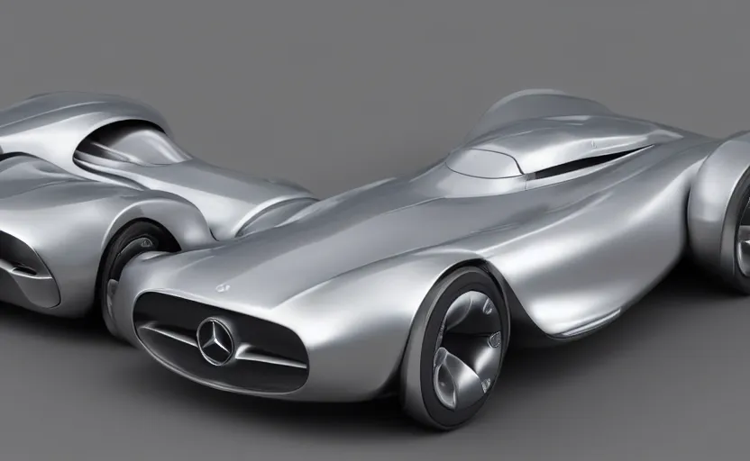 Prompt: 2040 mercedes-benz streamliner, concept car, concept art, by Ash Thorp, 3D render, Octane Render