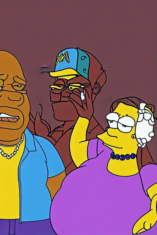 Image similar to notorious big in the art style of the simpsons tv show