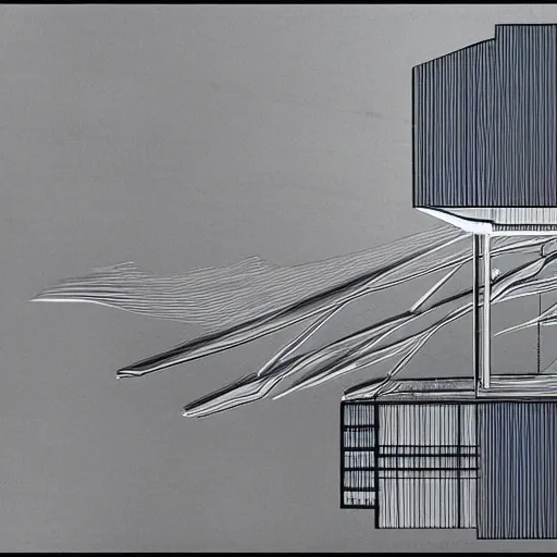 Image similar to cross-section perspective of architecture blueprint of floating building, anchored to clouds, bridges connecting clouds, ethereal, amazing. cinematic digital illustration, in style of Moebius