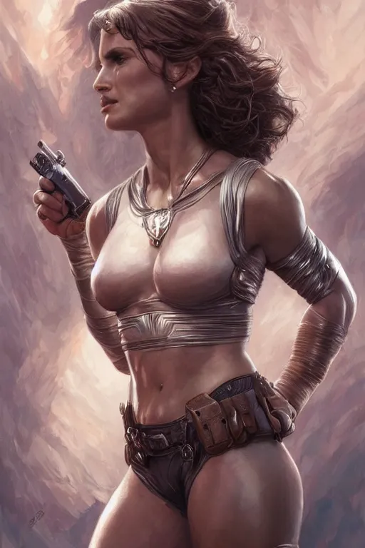 Image similar to muscled Natalie Portman as a ruggedly handsome hero, intricate, elegant, highly detailed, centered, digital painting, artstation, concept art, smooth, sharp focus, illustration, art by artgerm and donato giancola and Joseph Christian Leyendecker, Ross Tran, WLOP