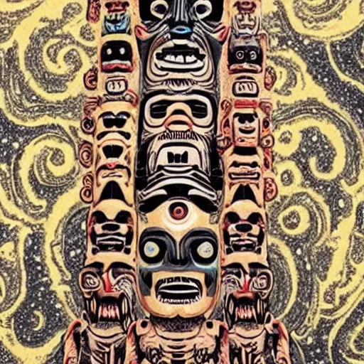 Prompt: cosmic horror totem pole