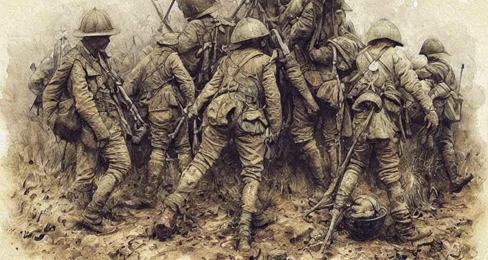 Image similar to (((((a muddy WWI trench))))) by Jean-Baptiste Monge!!!!!!!!!!!!!!!!!!!!!!!!!!!