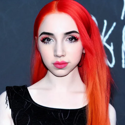 Prompt: ava max bright red hair photographed by charlotte rutherford, highly realistic. high resolution. highly detailed. 8 k. 4 k.