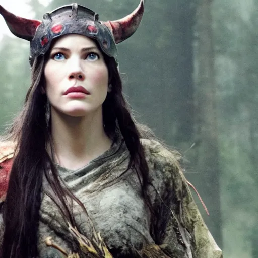 Prompt: liv tyler as live action princess mononoke, still frame, sharp focus, cinematic, filmic