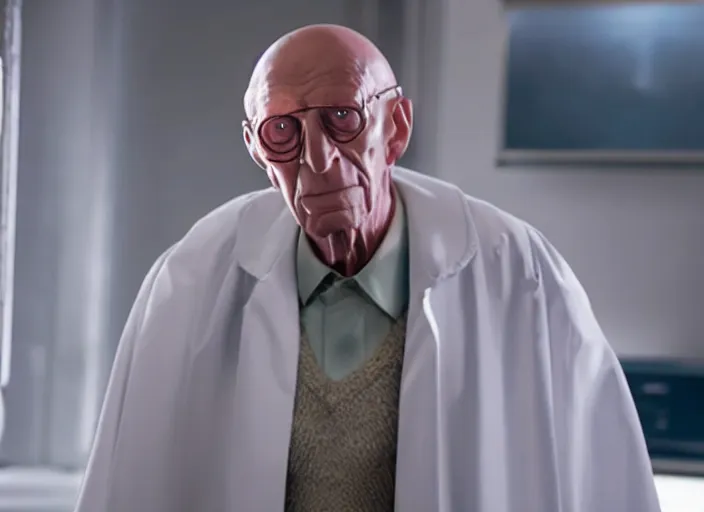 Prompt: film still of real life professor farnsworth in the new scifi movie, 4 k