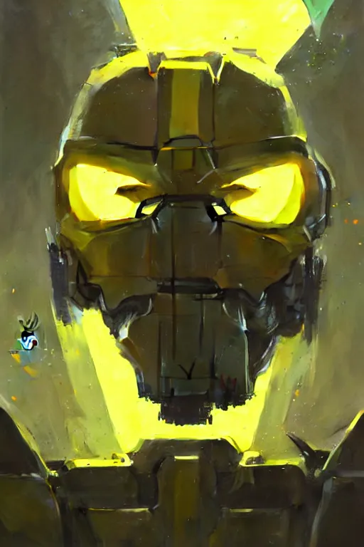 Image similar to portrait Keetongu bionicle cyclops yellow by Greg Rutkowski