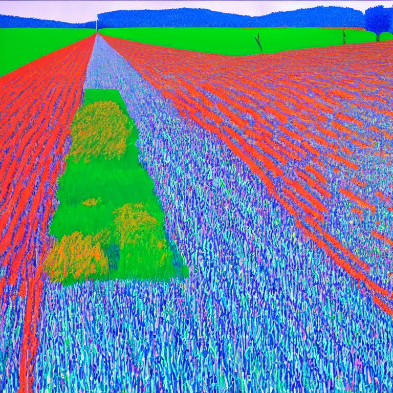 Prompt: dreaming from a new economy and a new financial system for high precision farming, painted by David Hockney, airbrush