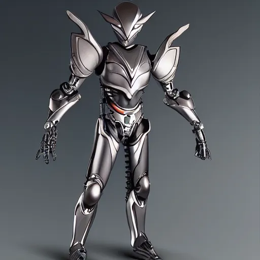 Prompt: Biomechanical Kamen Rider, glowing eyes, daytime, grey rubber undersuit, Guyver Dark Hero inspired armor