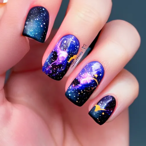 Prompt: Liminal space in outer space, Nail Art