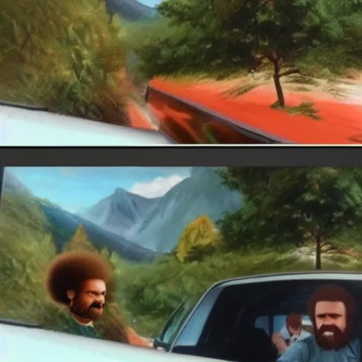 Prompt: bob ross road rage