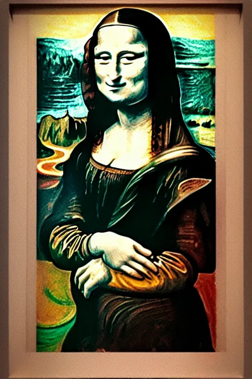 Prompt: “Mona Lisa in the style of Edvard Munch The scream”