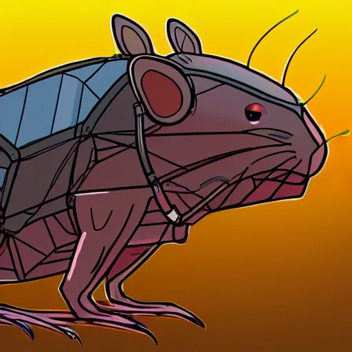 Prompt: A cyberpunk solar-powered rat