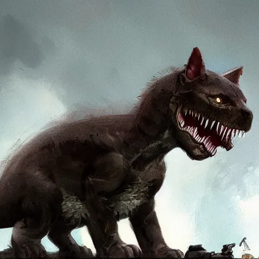 Prompt: a kitten dinosaur hybrid by greg rutkowski