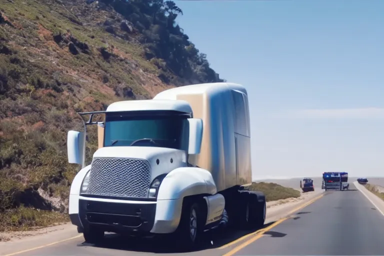 Image similar to Cybertruck on the California pch car commercial