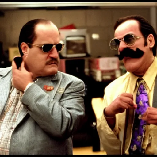 Image similar to Wario and Waluigi in The Sopranos, film still