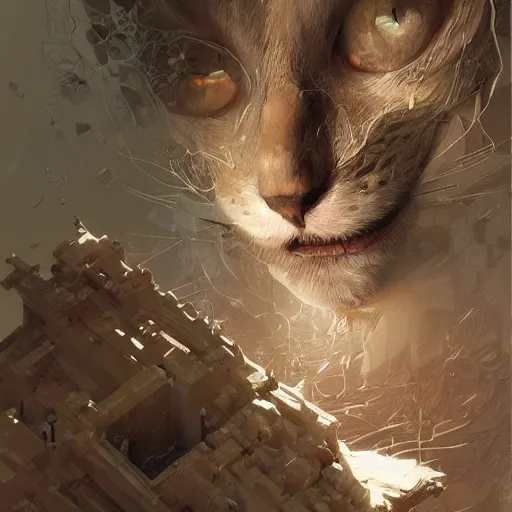 Image similar to Schrodinger cat, quantum mechanics, highly detailed, smooth, artstation, digital illustration by Ruan Jia and Mandy Jurgens and Artgerm and Wayne Barlowe and Greg Rutkowski and Zdislav Beksinski