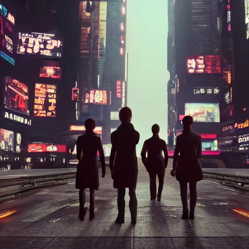 Prompt: award-winning cinematic still of a crowd of human clones, highly-detailed, establishing shot, cyberpunk style