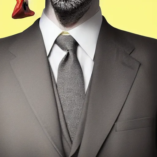 Image similar to a high detail photo of a man with a duck's head wearing a suit, photorealism