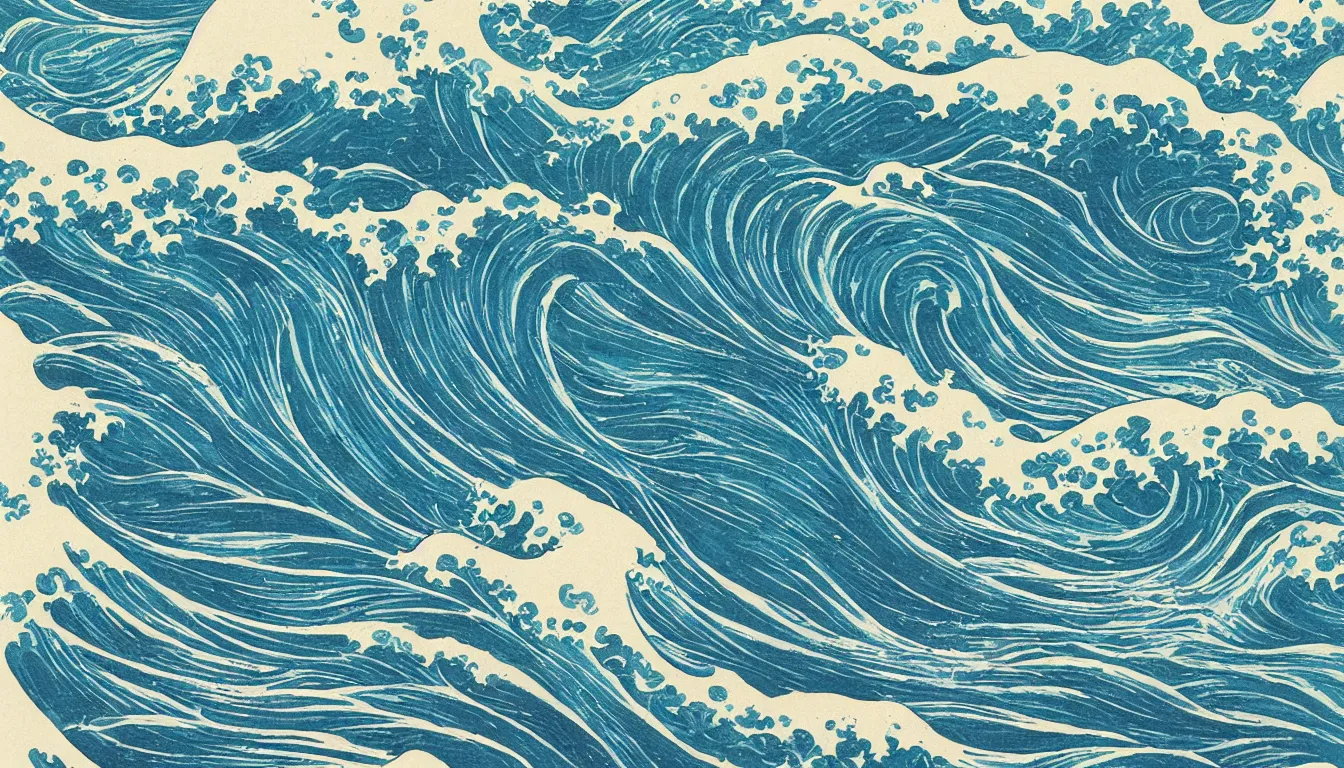 Image similar to ocean waves, japanese illustration